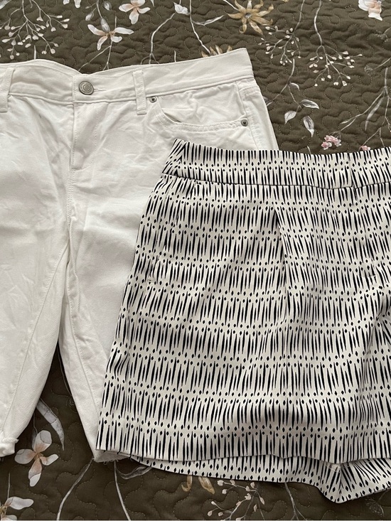 LOFT Pants - LOFT White High-Rise Jeans and white with black detail shorts.